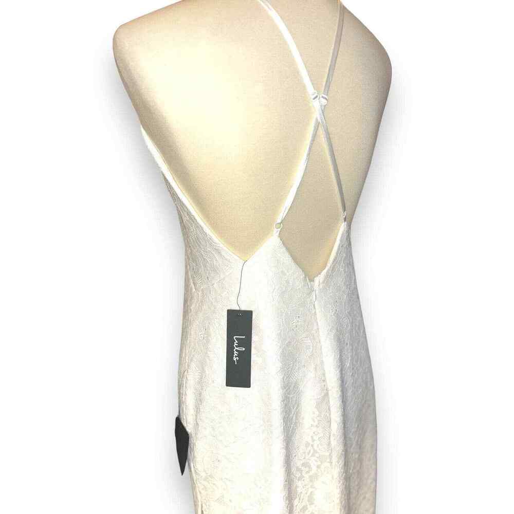 Lulus White Lace Entrance Fully Lined Midi Dress Women's Size L Scalloped Hem - Picture 6 of 11